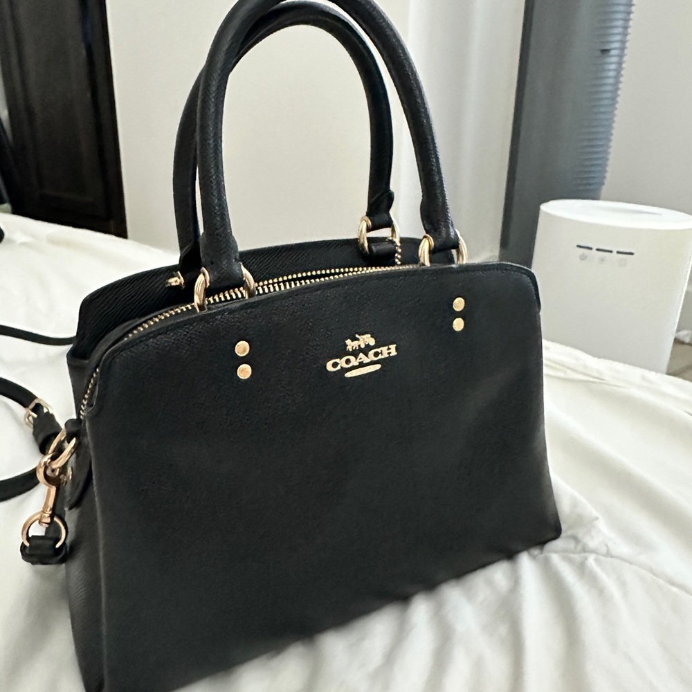 Coach Black Leather Bag with Gold Hardware